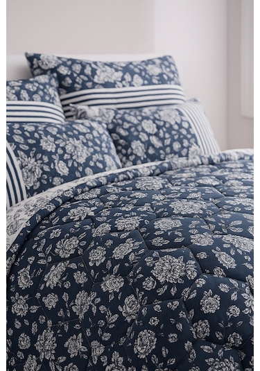 Cayprus Çift Kişilik Kapitone Dolgulu Pike 4 Mevsim Petek Dsn Yastık Kılıfı Dahil 200x230cm Lacivert