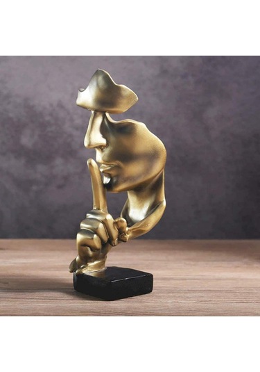Düşünür Heykeli, Silence Altın Soyut Sanat Heykelcik, Modern Ev Reçine Heykelleri Dekoratif Nesneler Piyano Masaüstü Dekoru Yaratıcı Oda Ev, Ofis Çalışması Altın