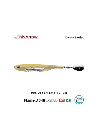 Fish Arrow Flash J Spin Elastomer 10cm 4'' 06 Deadly Smelt Silver Silikon Balık 3 Adet