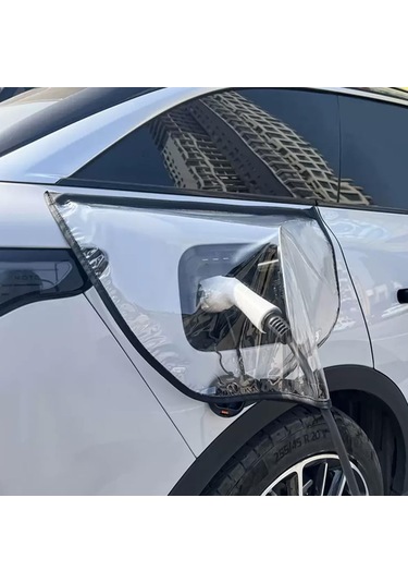 Elektrikli Araç Şarj Portu Manyetik Koruyucu Kılıf Yağmur, Kar Ve Toz Koruması Klasik Düz Yağmur Kılıfı Siyah