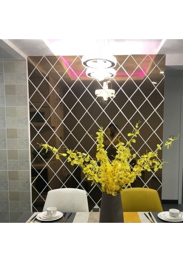 Novahub Eşkenar Dörtgen Akrilik Ayna, Kahverengi Arkaplan Dikişli Çıkartmalar Diğer