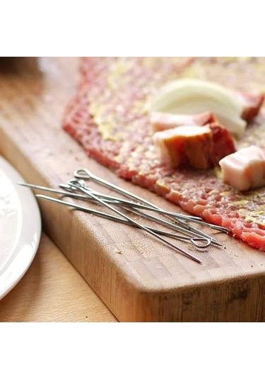 25 Adet Paslanmaz Çelik Rulo Şiş - 15 Cm Uzunluğunda Et Şişleri - Set Halinde Yüksek Kaliteli Şişler 025 Adet - Şiş