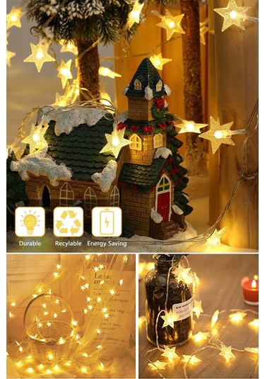 Technojet Dekoratif Yıldız Tasarımlı Yılbaşı Ağaç Süsleme Şerit Led Sarı