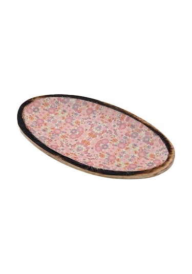 Vitale AK.Fq0009-P Şiva Çiçek Desenli Oval Tabak Pembe