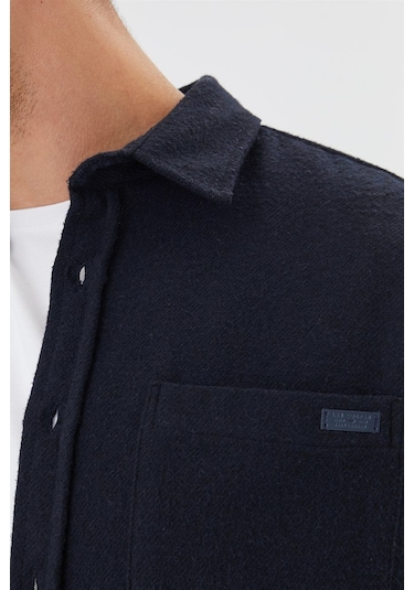 Harold Erkek Dokuma Uzun Kol Gömlek Lacivert-15328 Lacivert