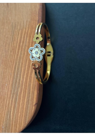 Kadın 316 L Gold Renk Paslanmaz Çelik Bileklik Altın