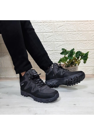 Sky Blue Siyah 0050 Fermuarlı Bağacaklı Kaymaz Erkek Bot 001