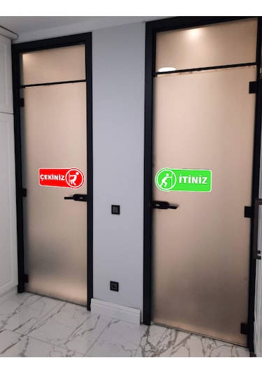 İtiniz-çekiniz Folyo Baskı Etiket Kırmızı - Yeşil