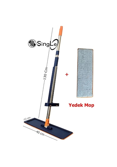 Kendinden Sıkmalı Mop Paspas Takım - 1 Adet Yedek Mikrofiber Mop Bezi Hediyeli