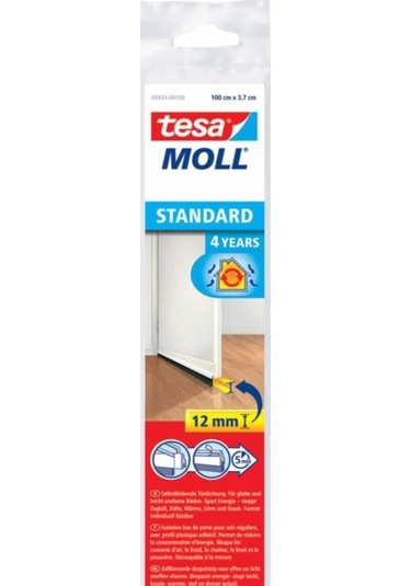 Tesamoll D-profil Kapı Pencere İzolasyon Bandı, 6mx9mmx7mm, Beyaz + Kapı Altı Hava Akımı Önleyici Fırça, 1mx37mm