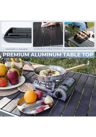 Kingcamp Granite Alüminyum Katlanır Kamp Masası Silver Blk Siyah