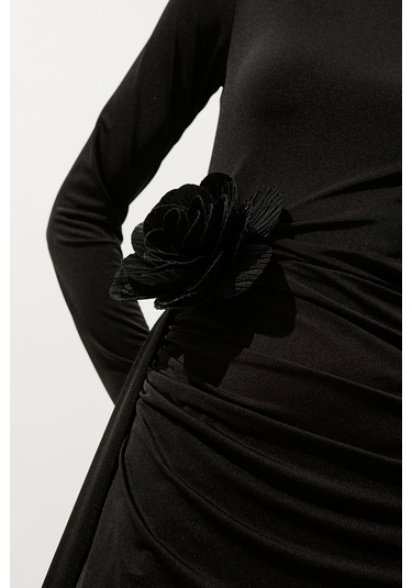 Lora Çiçek Broş Siyah Siyah