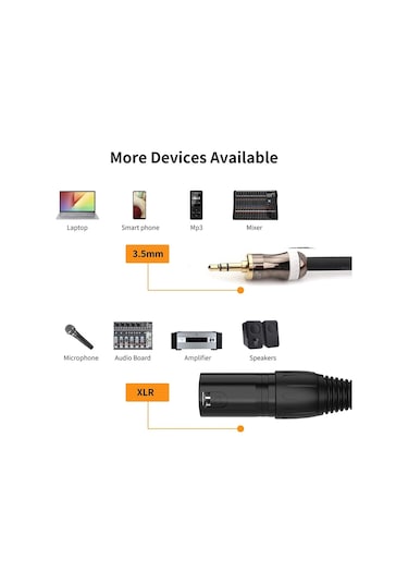 3.5mm - Caron Erkek Ses Kartı Mikrofon Ses Kablosu, Uzunluk: 0.5m