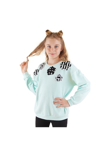 Denokids Mshb&g Çiçekler Kız Çocuk Mint Sweatshirt Çok Renkli