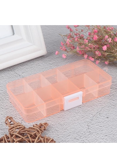 Turuncu Ayarlanabilir 10 Bölmeli Plastik Saklama Kutusu Takı Vida Organizatör Konteyner