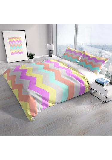 Cattleya Wave 3D Pamuk Saten Çift Kişilik Nevresim Takımı Çok Renkli