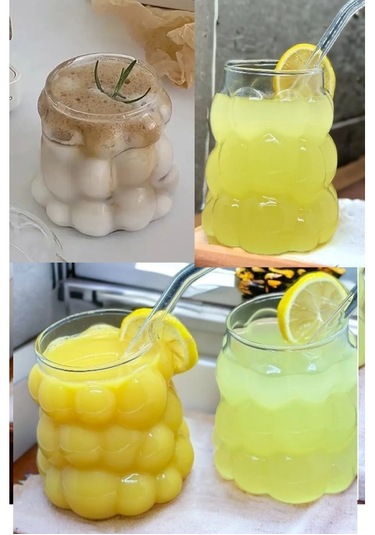 Üzüm Kabartmalı Isıya Dayanıklı Pinterest Borosilikat Cam Bardak 2 Adet