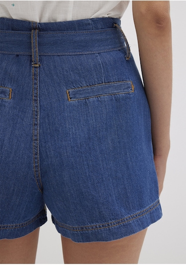Mavi - Kemer Detaylı Denim Şort 1410214-86971 Mavi