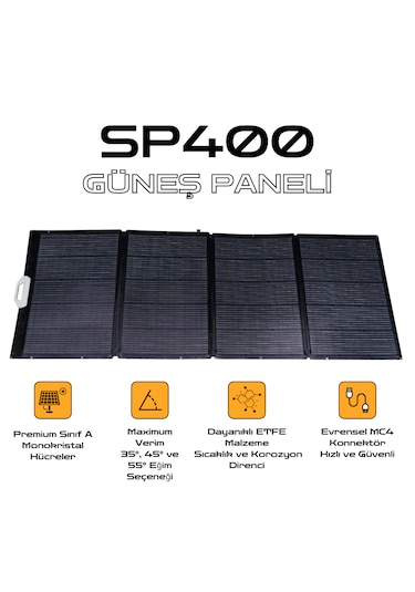 Taşınabilir Güneş Paneli 400w - Ip67 Su Geçirmez - 3 Açılı Ayar - Katlanabilen Güneş Enerjili Şarj Cihazı Sp400