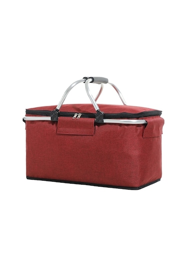 Katlanır Piknik Sepeti Oxford Kumaş Yalıtımlı Sepet Çok Fonksiyonlu Piknik Çantası-kırmızı Kırmızı