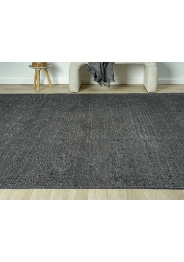 Aura Pixel Antrasit Grey- Pamuk Tabanlı Yıkanılabilir Şönil Kilim