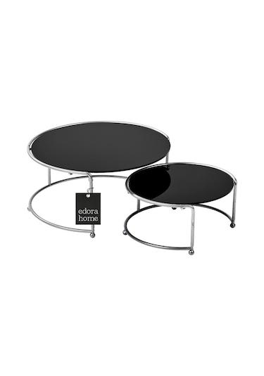 Gümüş Sunumluk 2'li Küçük Boy Metal Sunumluk Hediyelik Dekorasyon İkramlık / Siyah Pleksi / Paslanmaz