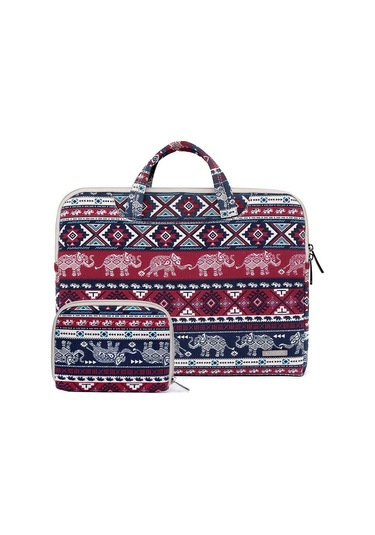 Lisen Ls-116 Basit Laptop Çantası İş Laptop Astar Çantası, Boyut: 15.6 İnç Tuval Küçük Fil Kırmızısı Siya