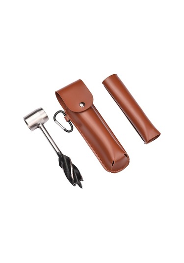 Fortunelane Dört Kesici Spiral Eldivenli Matkap, Ahşap Delme Ve Odun Ayırma Aleti, Kamp Ve Doğa Kurtarma Gereci, Deri Kılıf İle,