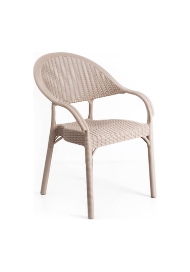 Bahex Bambu 4lü Set Rattan Kollu Bahçe Sandalye Koltuk 4ad Cappcn Cappuccino