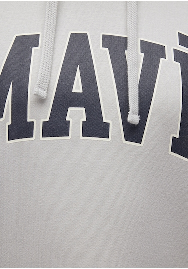 Mavi - Mavi Logo Baskılı Kapüşonlu Gri Sweatshirt 1600361-34322 Gri