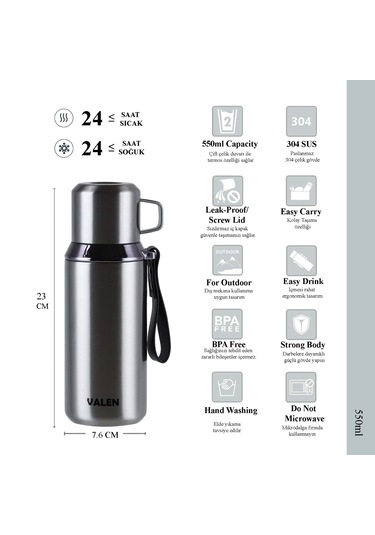 Çift Duvarlı Vakumlu Termos 550ml