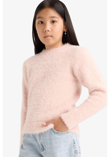 Defacto Kız Çocuk Bisiklet Yaka Triko Kazak Y2640a625wnpn437 Pembe-pn437