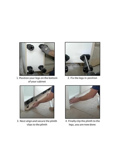 Mufunye 12 Ayarlanabilir Mobilya Ayağı Seti Taban Sabitleme Klipsli Plastik Dolap Ayakları - Yükseklik 120 İla 150 Mm