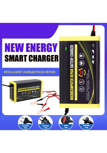 Ranyeek 12v 6a Akıllı Tamir Edici Akü Şarj Cihazı, Otomobil Motosiklet, Kurşun Asit Akü, Avrupa Şarjı 110-240v