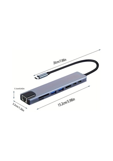 Boatshop1 8'li 1 Arada Hub Usb C Hub 87w Güç Dağıtımı Ethernet Usb 30 Sd Tf Kart Okuyucu 4k Ultra Hd Fare Klavye Yazıcı Bağlantı