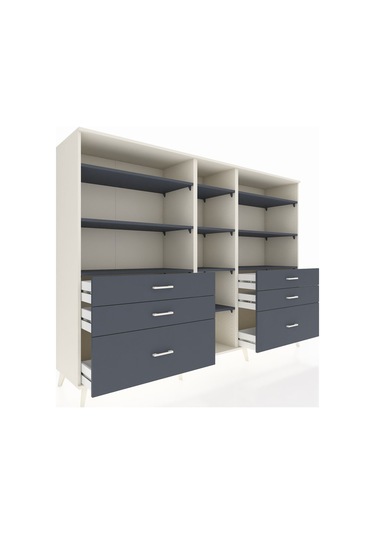 Hyperion Dolap 10 Raflı 6 Çekmeceli 220x44x163 Aytaşı-antrasit Aytaşı-antrasit