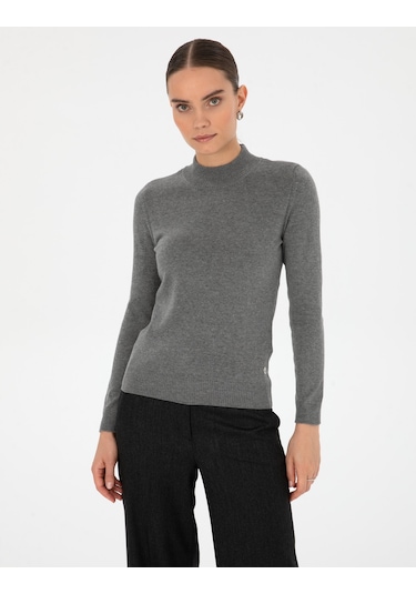Pierre Cardin Kadın Gri Melanj Kazak /triko 50315768-vr086 Gri Melanj