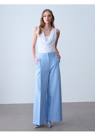 Dilvin 32895 Degaje Yaka Top-beyaz