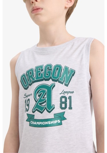 Defacto Erkek Çocuk Bisiklet Yaka Baskılı Atlet E4185a825hsgr400 Gri