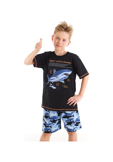 Denokids Mushi Köpekbalığı Kamo Erkek Çocuk T-Shirt Şort Takım Çok Renkli