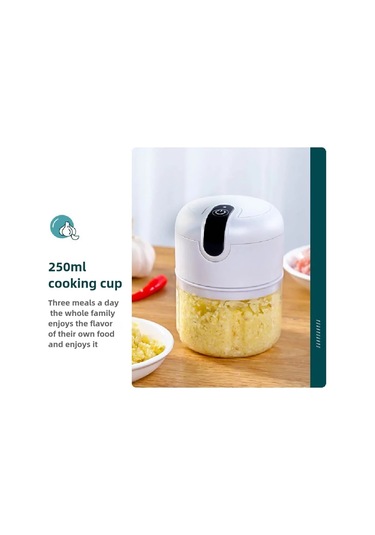250ml Mini Elekikli Sarımsak Kıyıcı, Soğan, Sarımsak, Zencefil, Biber Ve Mama White Beyaz