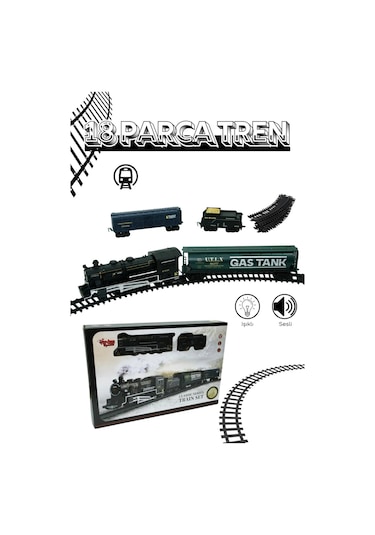 Vardem Işıklı Sesli Pilli Buharlı Tren Seti 18 Parça Raylı Oyuncak Tren