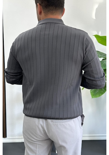 Erkek Açık Yaka Normal Kalıp Kazak Antrasit Edw412 Antrasit