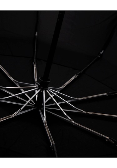 Parachase Ahşap Saplı Otomatik Premium Şemsiye Ahşap Saplı Çift Katmanlı - Çıtçıt Kılıflı Siyah