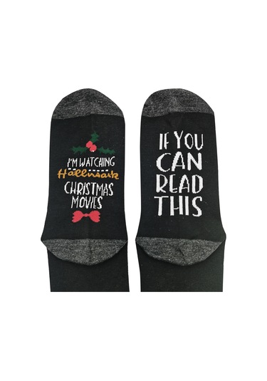 Qingmipy Kış Spor Çorapları Erkek Kadın İçin Pamuklu Nem Emici Dayanıklı 1 Adet Siyah Noel Dekorasyon Giyim Aksesuarı Siyah