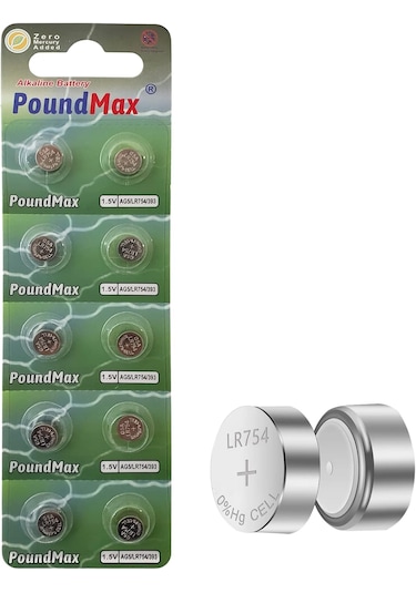 Poundmax 20 Adet Ag5 Lr754,393 1,5v Alkalin Düğme Pil