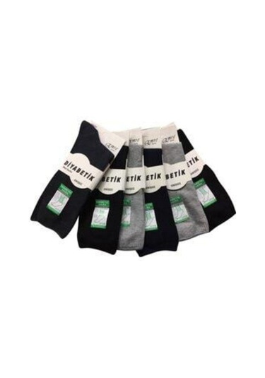 Emre -224 Bambu Diyabetik Dikişsiz Karışık Renkli 6 Adet Şeker Çorap Karışık 41-45 Çok Renkli