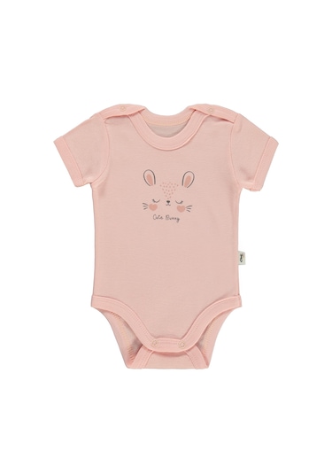 Civil Baby Cute Bunny Baskılı 1-36 Ay Çıtçıtlı Badi - Pembe Soft Pembe