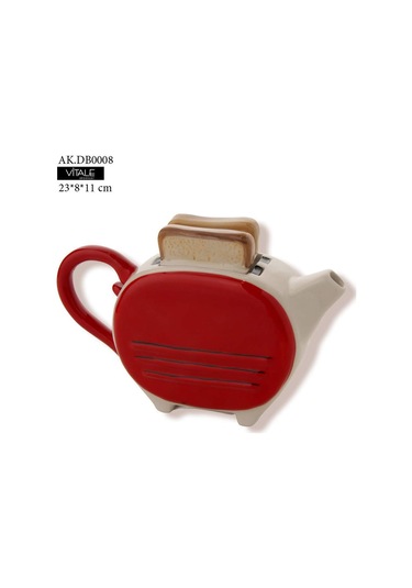 Tost Porselen Çaydanlık Toast Teapost Dekoratif Beyaz