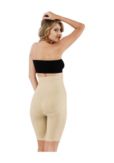 Yüksek Bel Uzun Paça Toparlayıcı Kadın Ten Korse Ten
